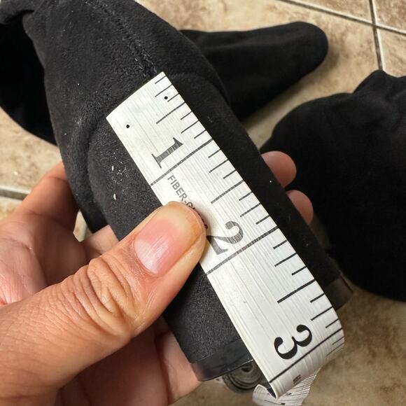 Marc Fisher Over the Knee Block Heeled Black Suede Stretch Boots Size 8 - Picture 9 of 12
